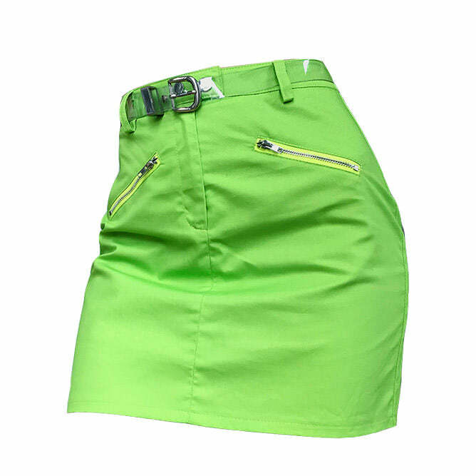 Acid Spark Green Skirt - Y2K Fashion Essential for 2000s Style Lovers