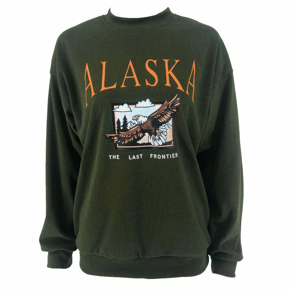 Alaska Print Sweatshirt - Y2K Fashion Essential for 2000s Style Lovers