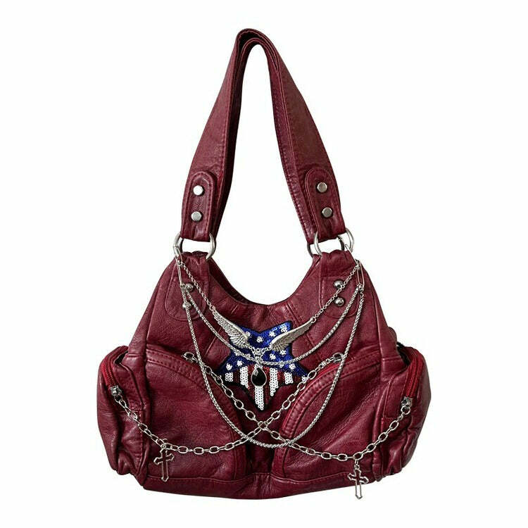 American Dream Red Handbag - Y2K Fashion Essential for 2000s Style