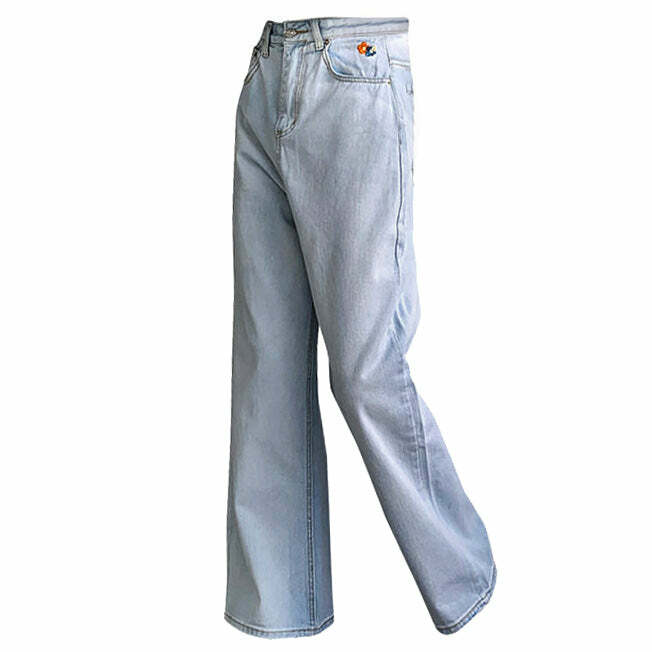 Among The Flowers Y2K Wide Jeans - Embrace 2000s Fashion Aesthetic