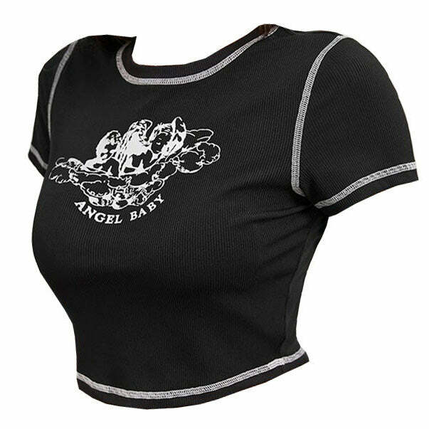 Angel Baby Y2K Crop Top - Trendy 2000s Style for Effortless Aesthetic