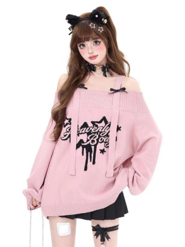 Angelic Rebel Y2K Sweater: Embrace 2000s Fashion with Trendy Style