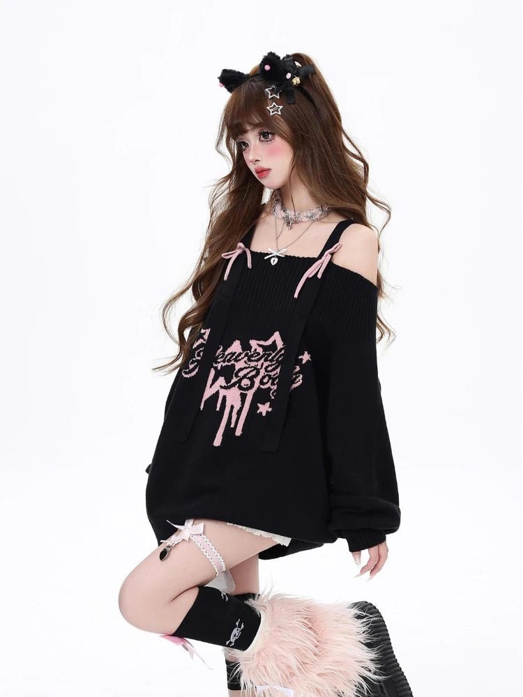 Angelic Rebel Y2K Sweater: Embrace 2000s Fashion with Trendy Style