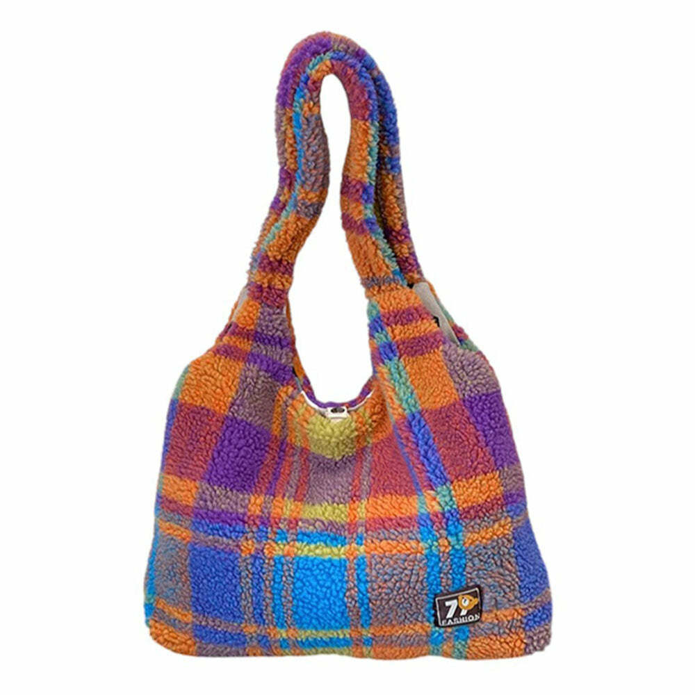 Autumn Feels Y2K Fashion Plaid Tote Bag - Trendy 2000s Style Accessory