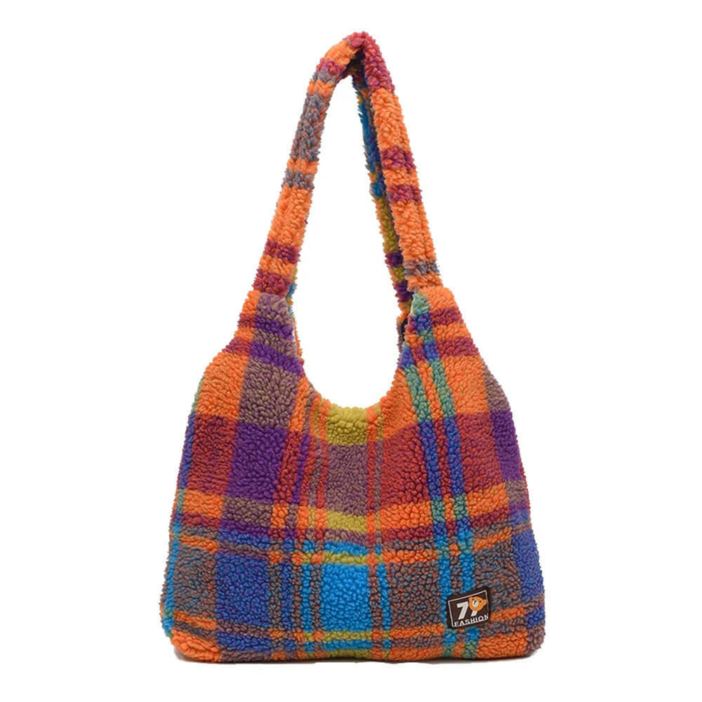 Autumn Feels Y2K Fashion Plaid Tote Bag - Trendy 2000s Style Accessory