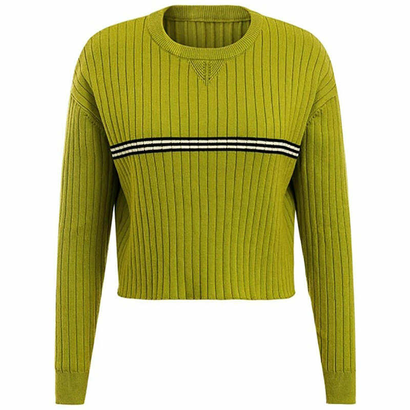 Avocado Green Y2K Fashion Jumper - Trendy 2000s Style Knitwear