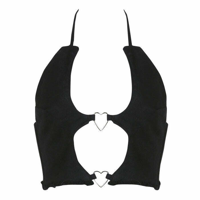 Bad Manners Y2K Heart Halter Top - Trendy 2000s Style for Women