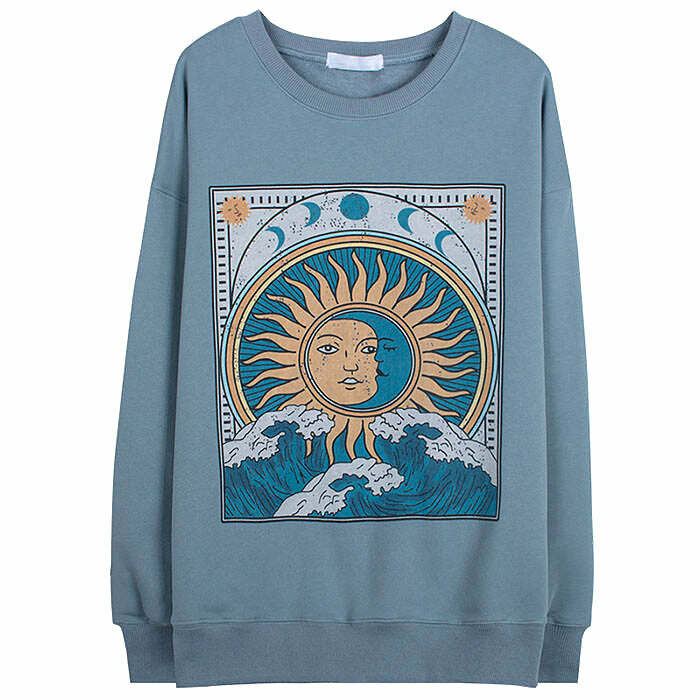 Balance of Sun & Moon Y2K Sweatshirt - Trendy 2000s Aesthetic Wear