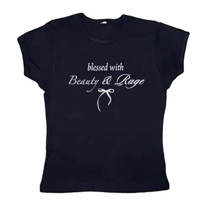 Beauty & Rage Y2K Aesthetic Crop Tee - Iconic 2000s Fashion Style