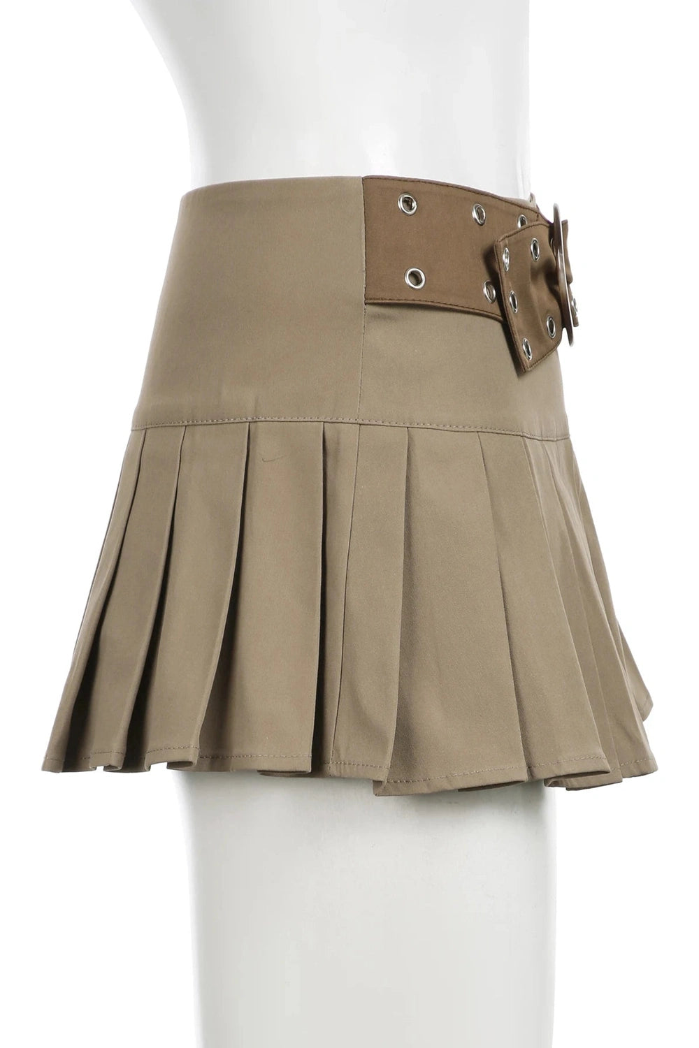 Belted Pleated Mini Skirt - Y2K Fashion Essential for 2000s Style Outfits