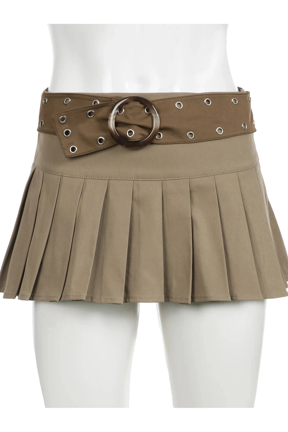 Belted Pleated Mini Skirt - Y2K Fashion Essential for 2000s Style Outfits