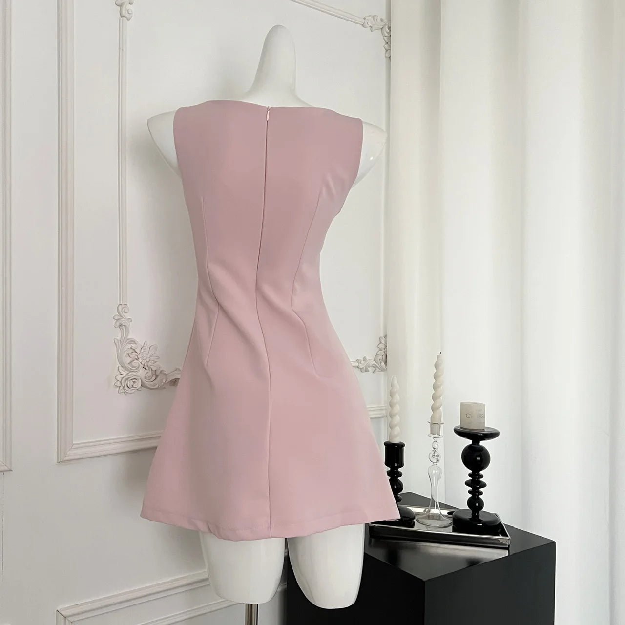 Blush Crystal-Trim A-Line Dress | Y2K Fashion & 2000s Style Essential