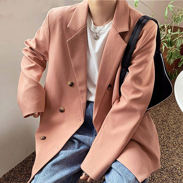 Blush Oversized Jacket - Y2K Fashion Essential for Trendy Outfits