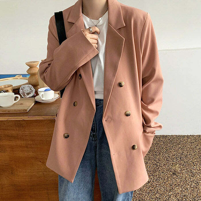 Blush Oversized Jacket - Y2K Fashion Essential for Trendy Outfits