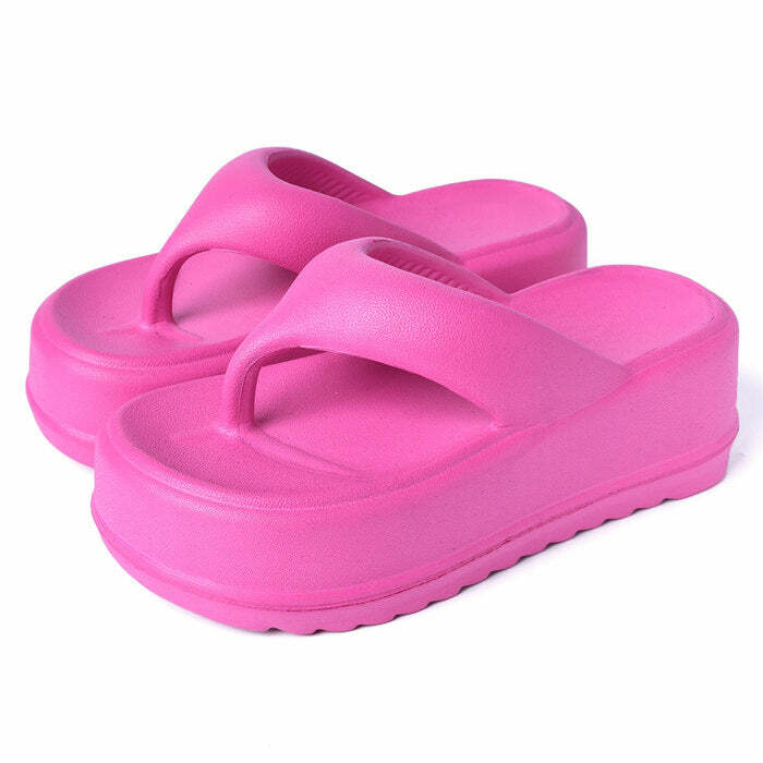 Bubble Gum Platform Sandals - Y2K Fashion Must-Have for 2000s Style