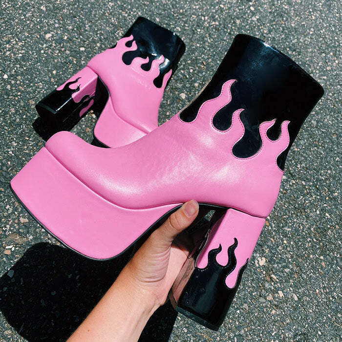 Bubblegum Pink Y2K Fashion Boots - Trendy 2000s Style Footwear