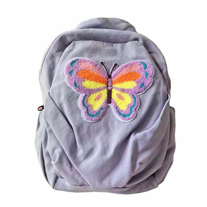 Butterfly Lavender Backpack - Y2K Fashion Essential for Trendy Outfits