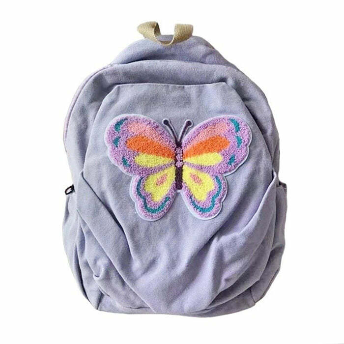 Butterfly Lavender Backpack - Y2K Fashion Essential for Trendy Outfits