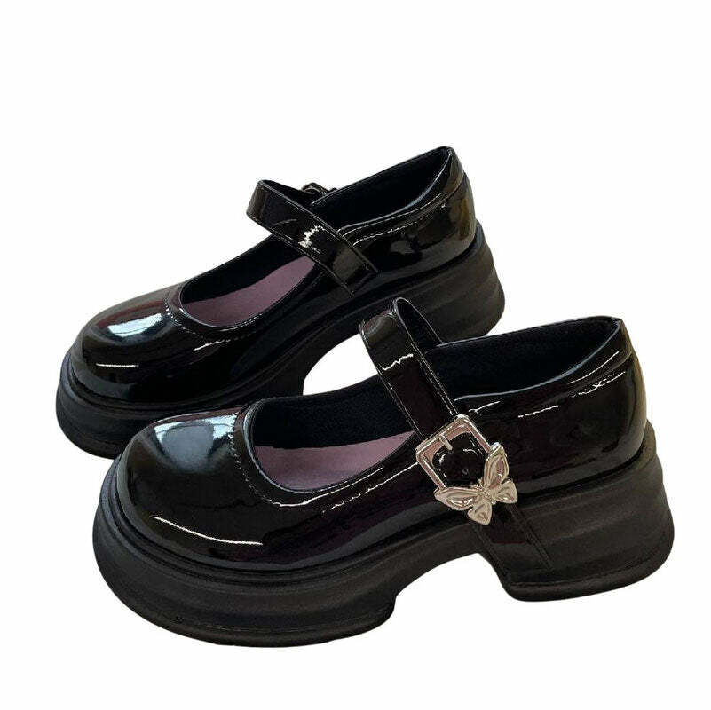 Butterfly Mary Jane Heels - Y2K Fashion Statement for 2000s Style