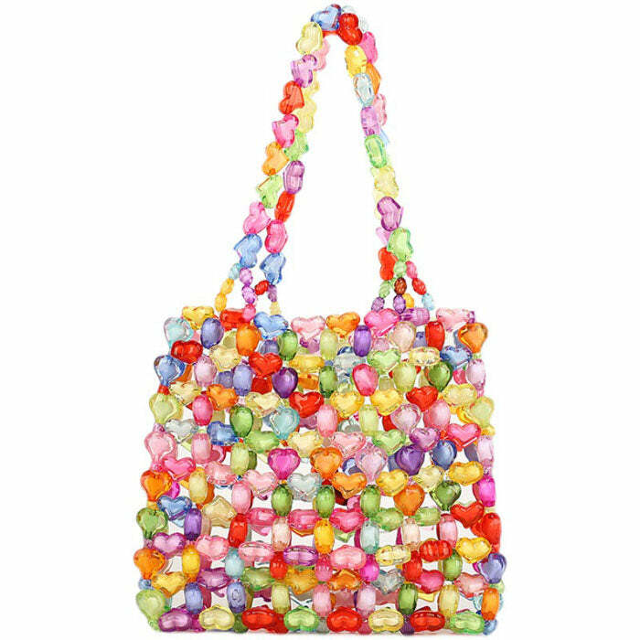 Candy Hearts Beaded Handbag - Y2K Fashion Statement Accessory