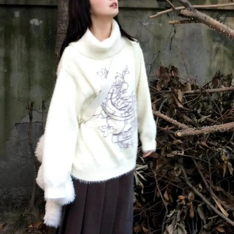 Celestial Embrace Y2K Turtleneck Sweater - 2000s Fashion Essential