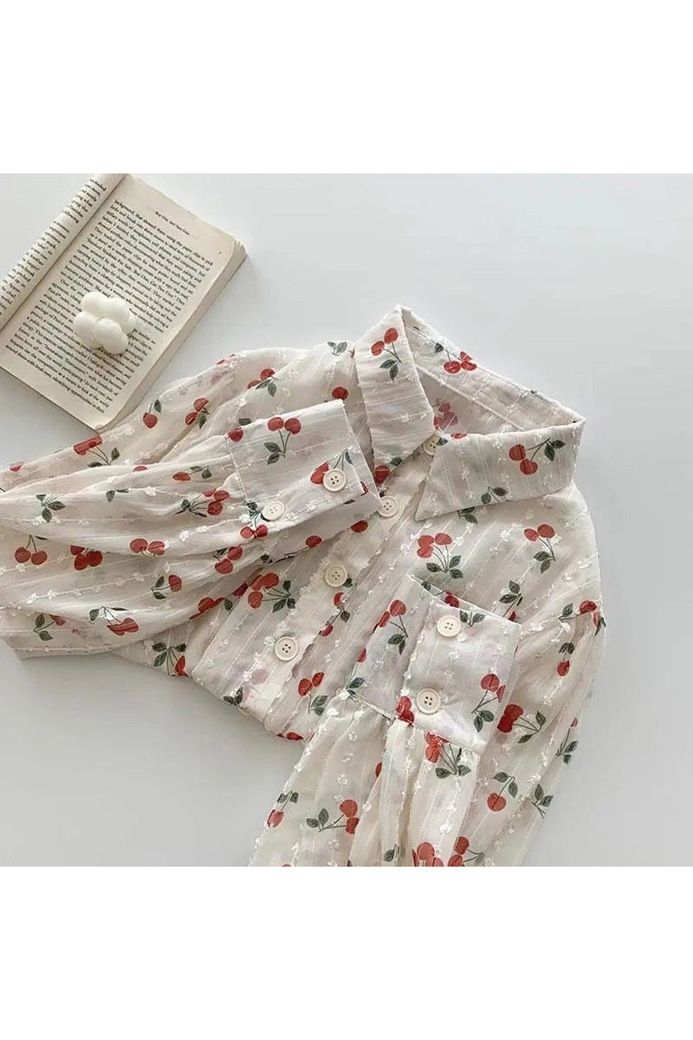 Cherry Blossom Y2K Button-Up Blouse - Trendy 2000s Fashion Top