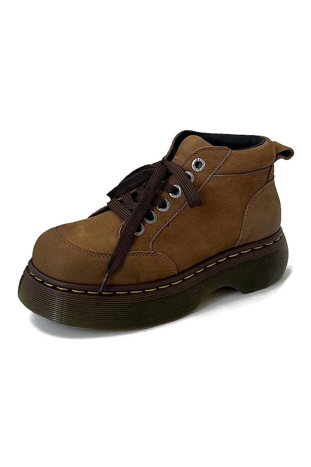 Chunky Brown Leather Lace-Up Boots for Y2K Fashion Aesthetic Outfits