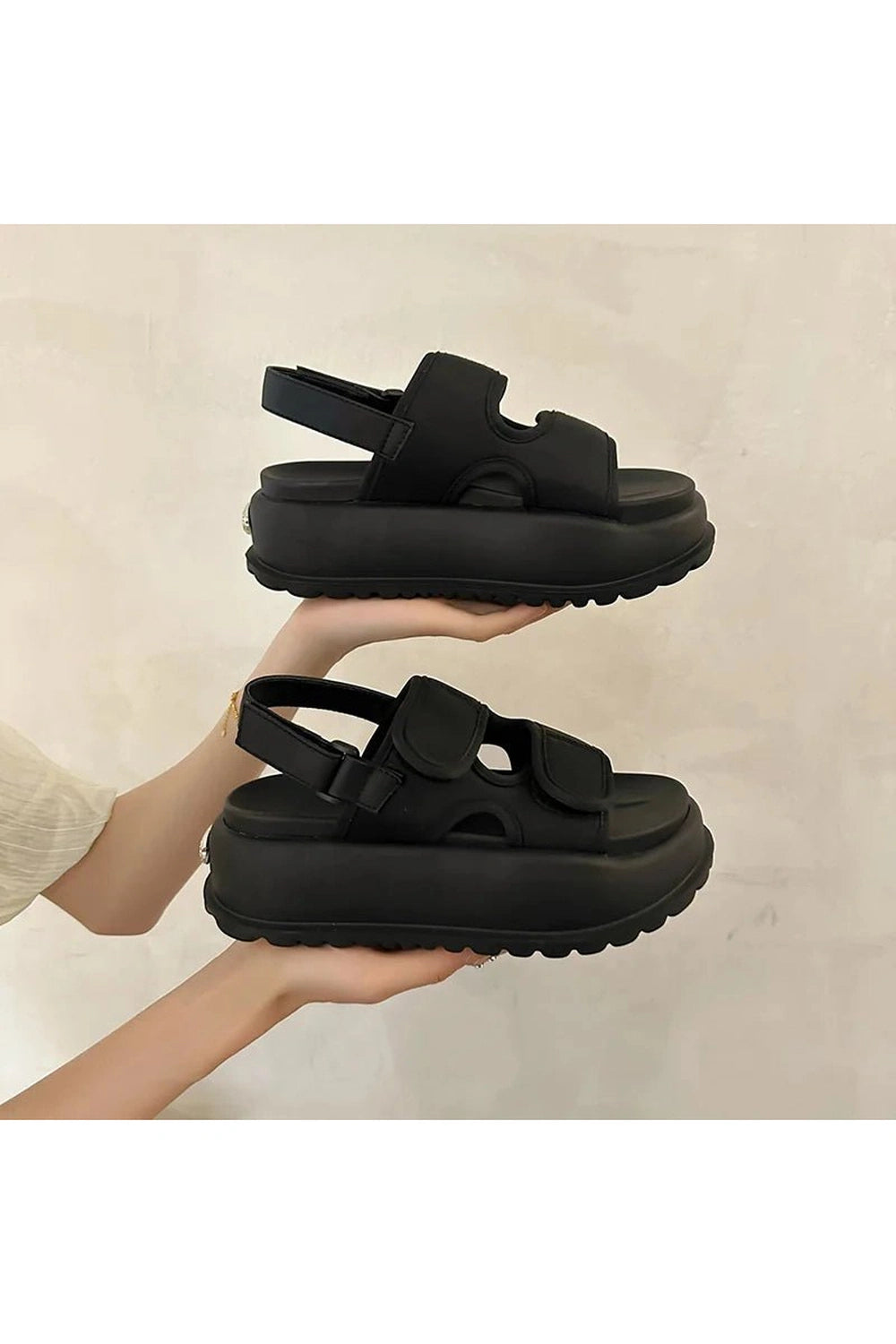 Chunky Velcro Strap Sandals - Y2K Fashion Essential for 2000s Style