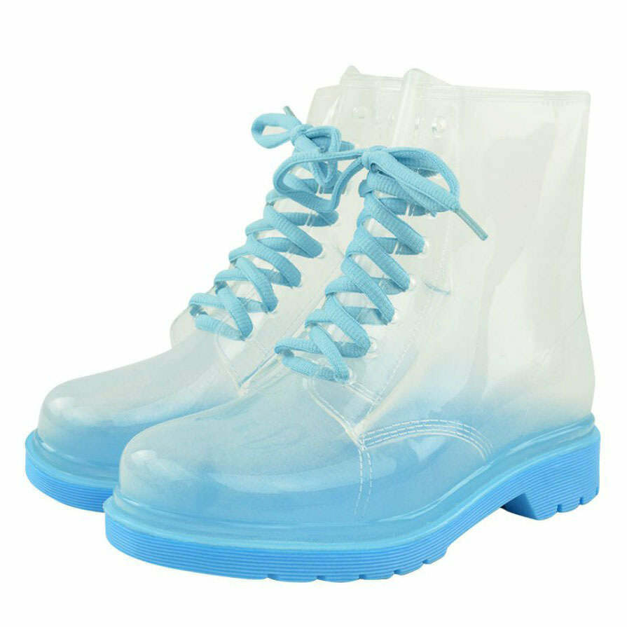 Clear Lace Up Boots - Y2K Fashion Essential for 2000s Style Outfits