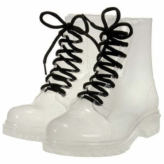 Clear Lace Up Boots - Y2K Fashion Essential for 2000s Style Outfits