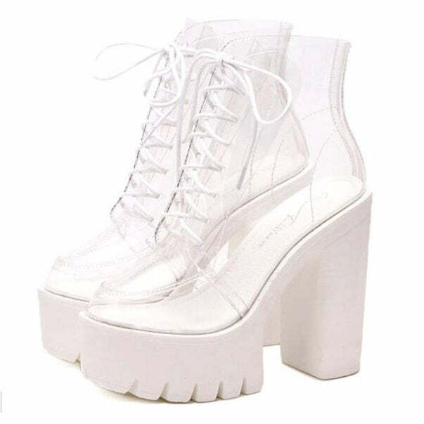 Clear Lace Up Heels: Elevate Your Y2K Fashion with 2000s Style