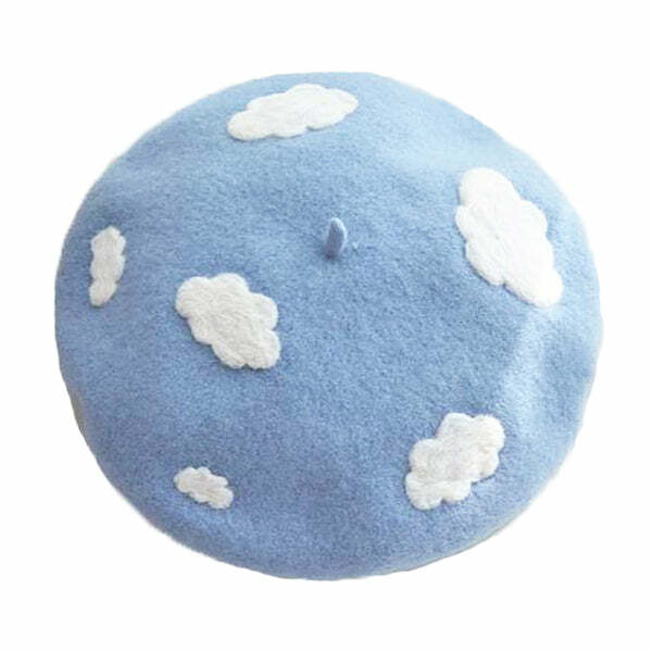 Cloudy Skies Beret - Y2K Fashion Essential for Trendy Outfits