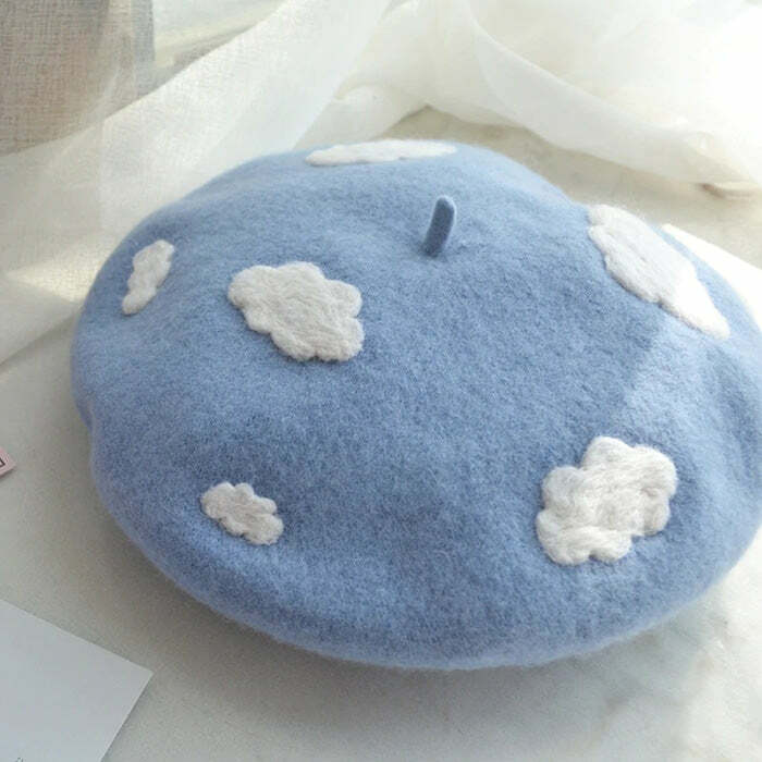 Cloudy Skies Beret - Y2K Fashion Essential for Trendy Outfits