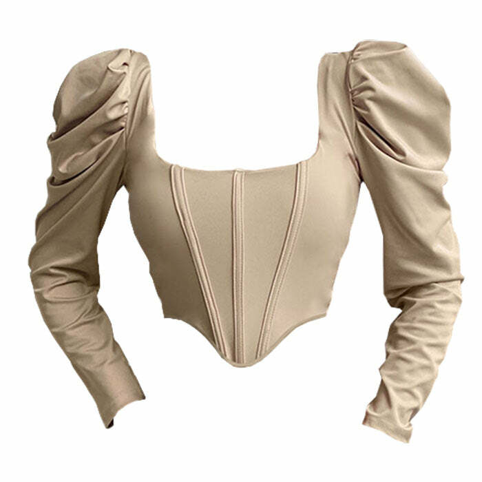 Coffee Cream Y2K Corset Top - Trendy 2000s Fashion Essential