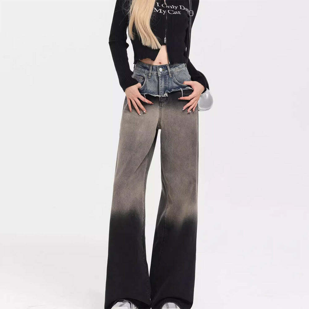 Control Freak Y2K Layered Baggy Jeans - Trendy 2000s Style Fashion