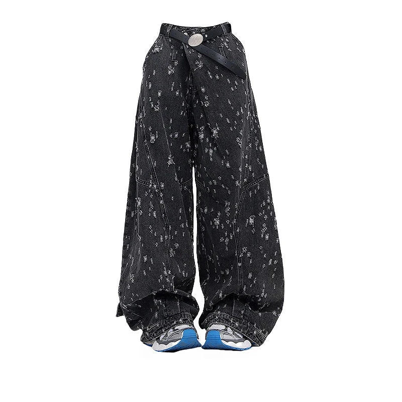 Cosmic Dust Y2K Wide-Leg Jeans - Trendy 2000s Fashion Statement