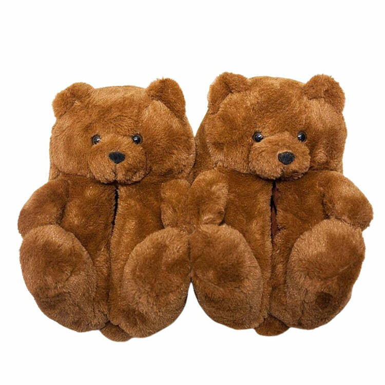 Cozy Hugging Teddy Bear Slippers - Y2K Fashion Inspired Comfort