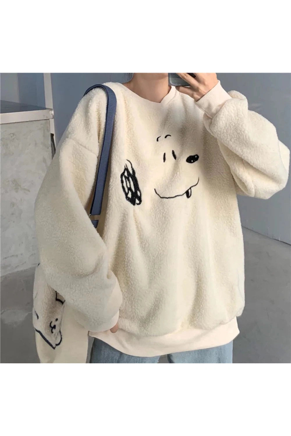 Cozy Pup Fleece Sweatshirt - Y2K Fashion Essential for 2000s Style