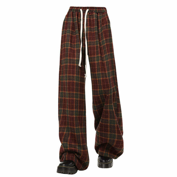 Cozy Up in Y2K Plaid Pants - Trendy 2000s Style for Effortless Vibes