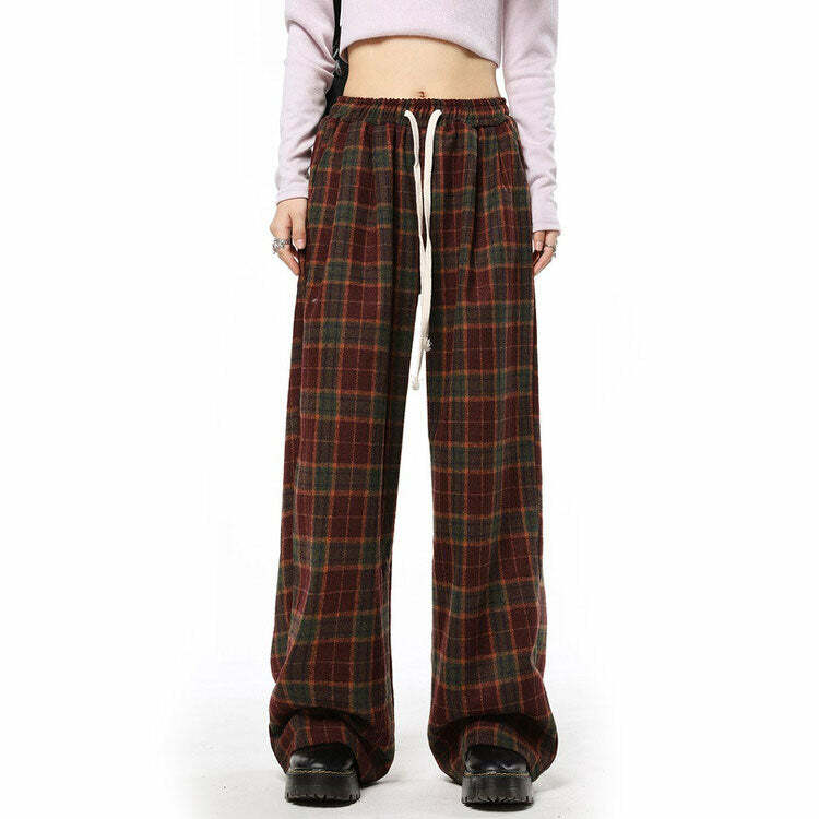 Cozy Up in Y2K Plaid Pants - Trendy 2000s Style for Effortless Vibes