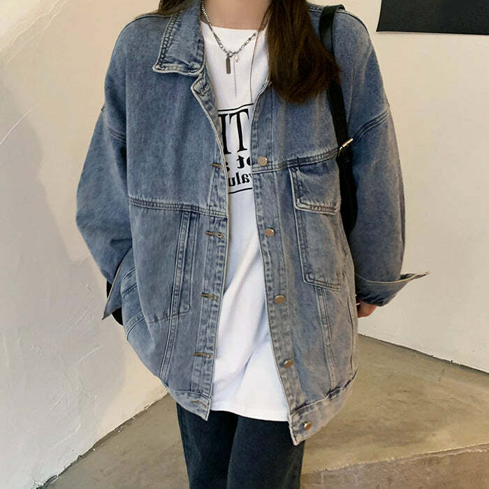 Cozy Up Y2K Asymmetrical Denim Jacket - Trendy 2000s Style Outerwear