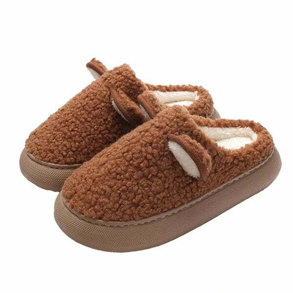 Cozy Warm Teddy Slippers: Embrace Y2K Fashion & 2000s Style Comfort