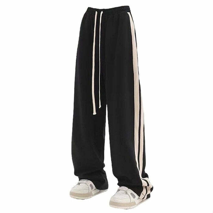 Cozy Y2K Side Stripes Sweatpants - Trendy 2000s Style for Ultimate Comfort