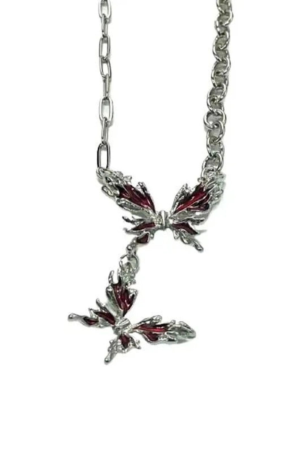 Crimson Butterfly Chain Necklace - Y2K Aesthetic Jewelry for Trendy Looks