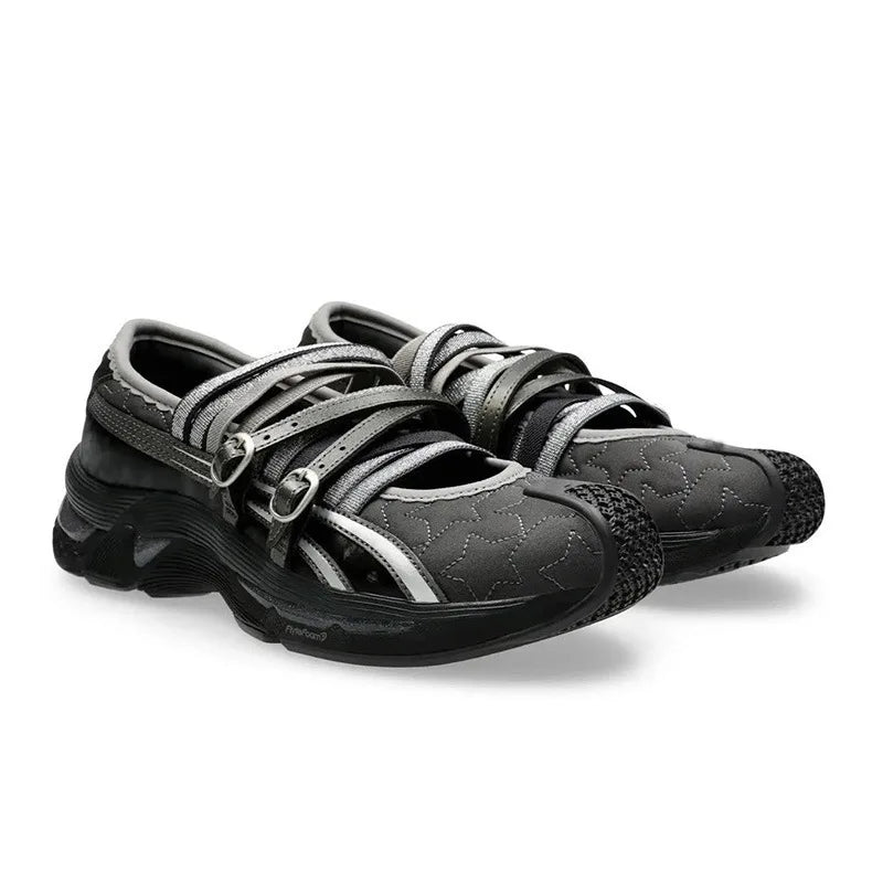 Cyber Noir Reflective Sneakers - Y2K Fashion Statement for Trendsetters