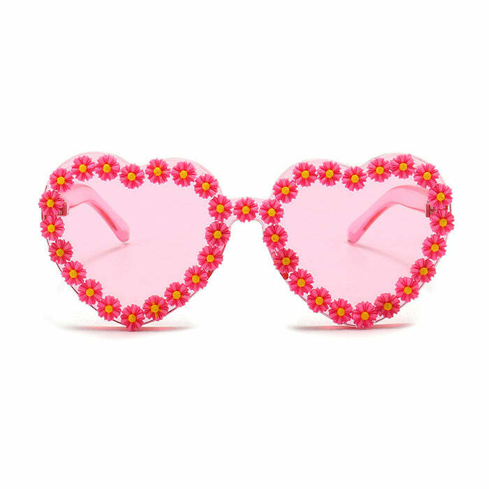 Daisy Heart Sunglasses - Y2K Fashion Accessory for Trendy Outfits