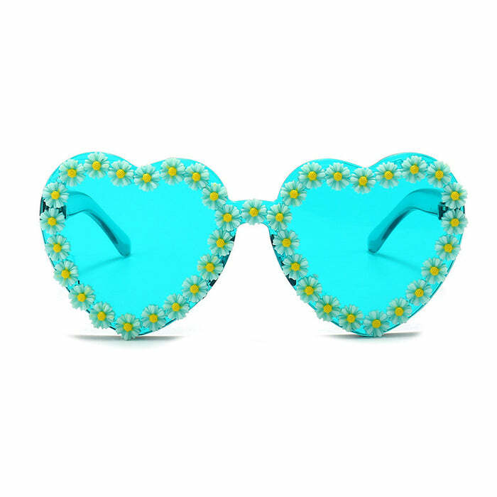 Daisy Heart Sunglasses - Y2K Fashion Accessory for Trendy Outfits