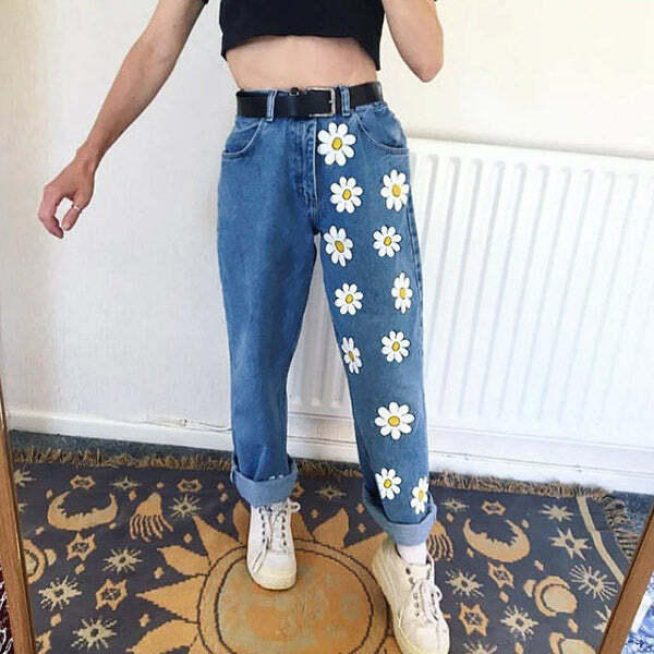 Daisy Mom Jeans - Trendy Y2K Fashion for Effortless 2000s Style