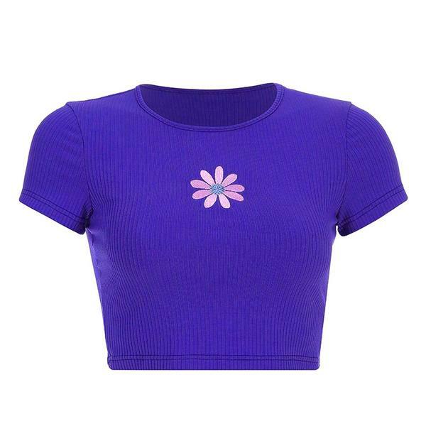 Daisy Ribbed Top - Y2K Fashion Essential for Trendy 2000s Style Outfits