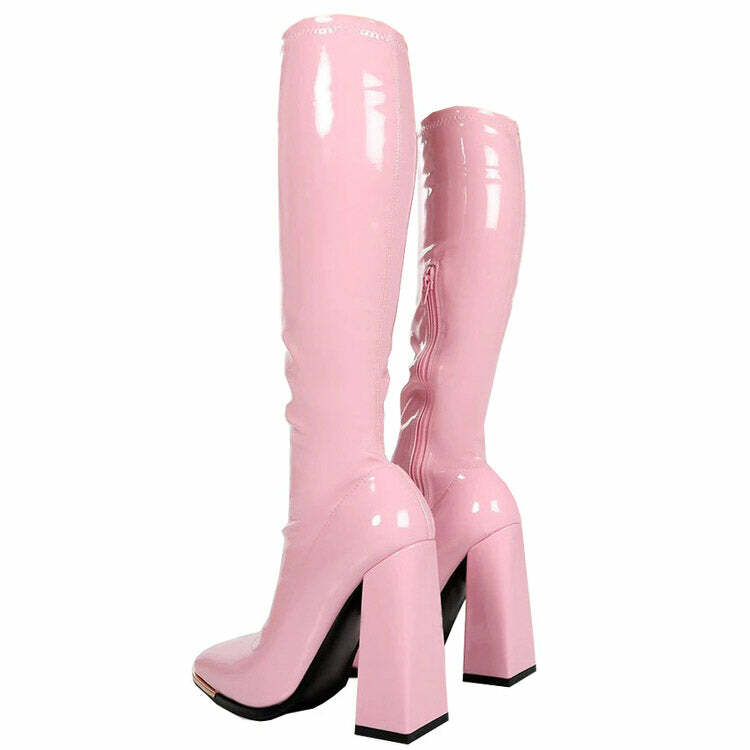 Danish Pastel Aesthetic Y2K Fashion Vinyl Boots for Trendy Outfits